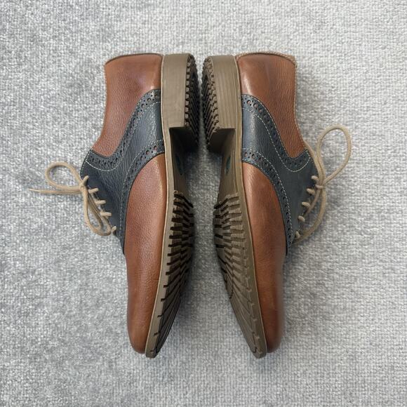 Clarks Shoes Mens Size 9 Brown Two Tone Leather Saddle Oxford Lace Up Casual - Picture 9 of 12